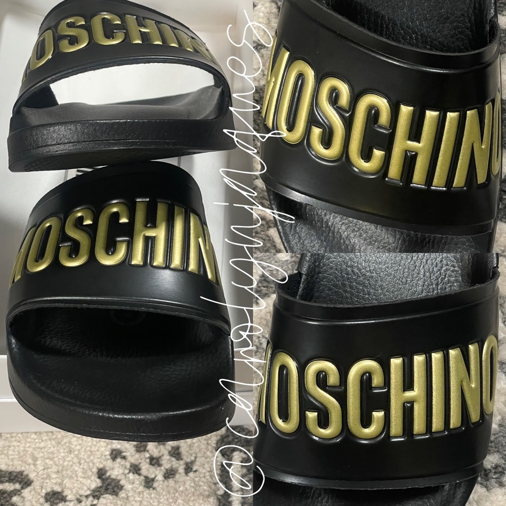 MOSCHINO Logo Embossed Pool Slide Sandals - Picture 5 of 7